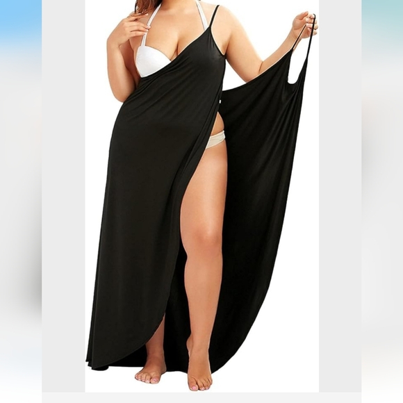 Khaki Maxi Swimsuit Coverup with Strappy Design - Picture 3 of 8